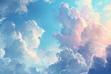 Anime-inspired Clouds Painted With A Soft, Dreamy Touch In The Afternoon Anime 4k Background