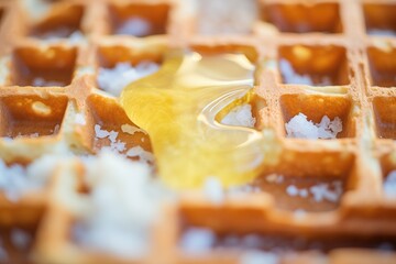 Poster - close-up of waffle texture with melting butter on top