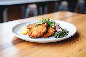 Sticker - southern fried chicken with cornbread and greens