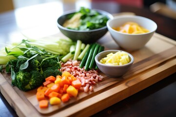 Sticker - minestrone prep, board with veggies