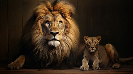 Poster - lion and lioness portrait