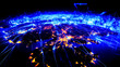 canvas print picture - View of city at night from satellite view of the earth