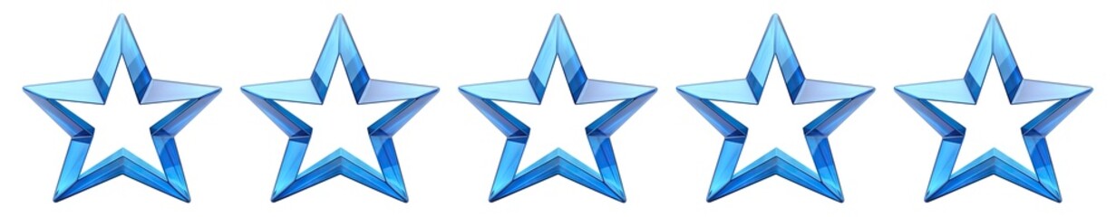 Wall Mural - five blue stars for product rating reviews for websites and mobile applications, cut out