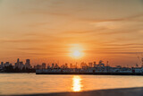 Fototapeta Nowy Jork - Scenic view of a sunset over Miami skyline
