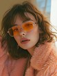 © Merilno - Abstract minimalist peach fuzz pantone color person. Charming style, pink elements.