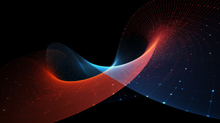 Poster - Vibrant Abstract Digital Wave with Particle Mesh Background