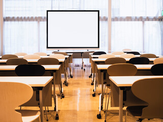 Wall Mural - Mock up blank Screen indoor Seminar room Seat row Business education training