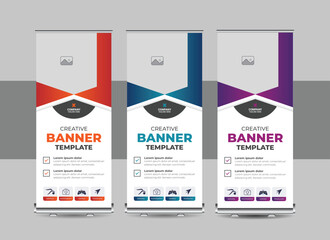 Wall Mural - corporate business roll up banner design vector, creative roll up banner layout for advertising, ban
