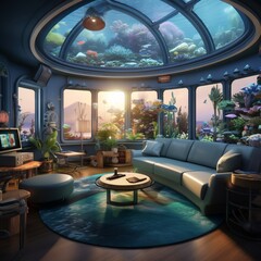 Aquarium glass 3d living room wall decoration themed picture