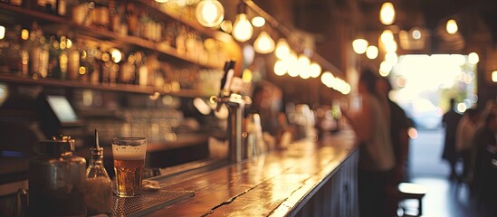 blurry people standing at a restaurant bar counter, in the style of joel robison, industrial influen