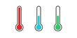 thermometer icon isolated on white and transparent background. temperature cold hot celsius measurement vector illustration. black, red and blue color icon minimalism flat style