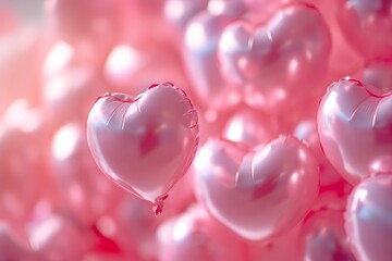 Poster - Valentine's day background with heart shaped balloons