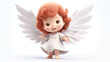 © Surasri - 3D cartoon cute angel girl with wings isolated in white background