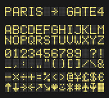 Terminal Airport Typography. Font With Letter, Number And Icons