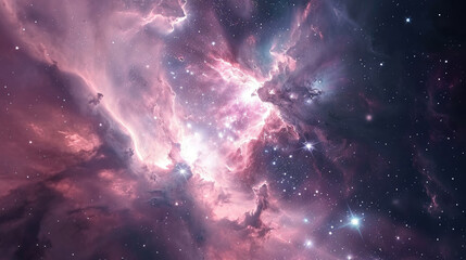 Wall Mural - Abstract space scene background with soft pastel nebulae and twinkling stars