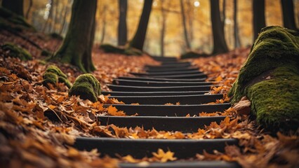 outdoor stairs with autumn charm