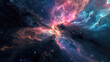 Abstract space background, swirling nebula and distant stars in bright colors