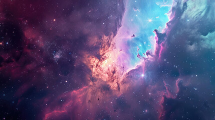 Wall Mural - Abstract space scene background with soft pastel nebulae and twinkling stars