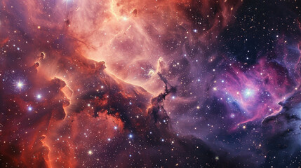 Wall Mural - Abstract space scene background with soft pastel nebulae and twinkling stars