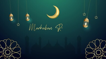 Wall Mural - Marhaban Ramadhan animation. Welcoming of Ramadan Happy Fasting Day