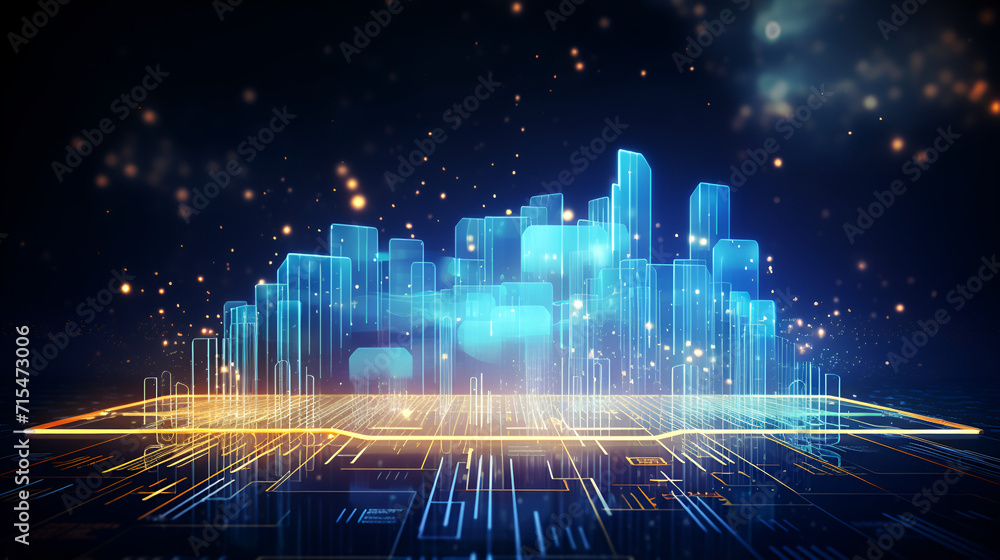 Data transfer cloud computing technology concept. There is a large ...