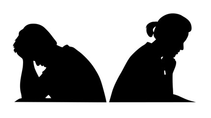 Wall Mural - Arguing couple, silhouettes of quarreling parents,  family quarrel silhouette