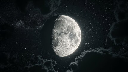 Wall Mural - beautiful moon in the clear sky