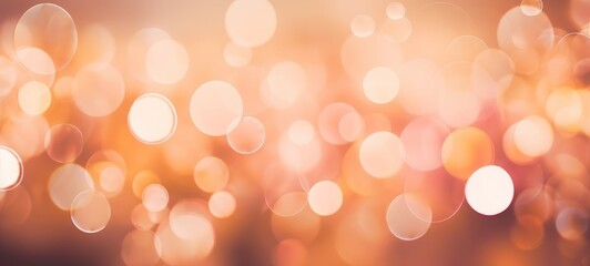 Poster - Festive celebration holiday christmas, new year, new year's eve banner template illustration - Abstract peach fuzz bokeh lights background texture, de-focused