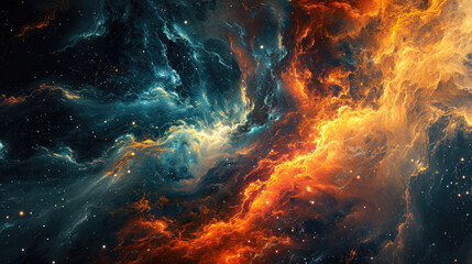 Wall Mural - Interstellar abstract background flowing cosmic energy in contrast of light and dark