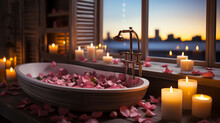 Bath With Candles And Flowers
