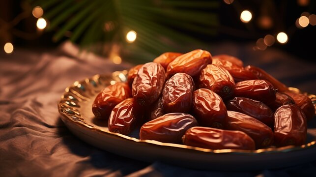 A close-up of a sweet dates on dish.