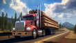 large industrial timber transport truck