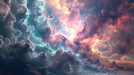 Wall Mural - Cosmic travel background, abstract star fields and nebula clouds, with a sense of depth and mystery