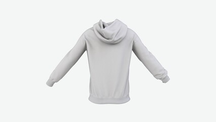 Wall Mural - White oversized unisex hoodie realistic look empty blank space mock up usage ready print design for logo and branding back view 3d rendering image