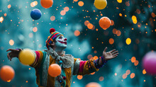 Artistic Representation Of Jugglers Skillfully Performing With Vibrant Balls At A Carnival, Adding Flair To The Entertainment