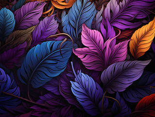 A lilac and blue graphic tropical leaves background