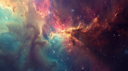 Wall Mural - Cosmic travel background, abstract star fields and nebula clouds, with a sense of depth and mystery