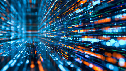 Futuristic Technology Grid: An abstract representation of a futuristic technology grid with blue and digital elements