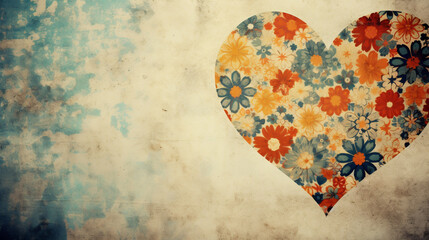 Wall Mural - Abstract, watercolor, heart-shaped flowers, flowers, feathers, painting, plants, and graffiti