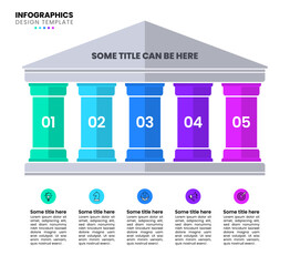 infographic template. 5 supporting pillars with numbers. business concept