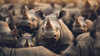 Leinwandbild Motiv a group of white rhinos in the wild