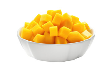 Wall Mural - Mango Cubes in a Bowl Isolated On Transparent Background