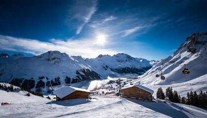 Sticker - sunny winter day in skiing area location place famous ski resort ischgl samnaun