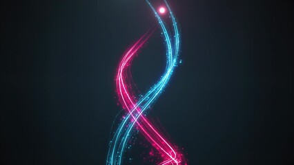 Light streaks. Flowing curves glowing neon lines. Fast energy flying wave line with lights. Magic swirl trace path. Abstract background of flowing pink and blue lines. 
