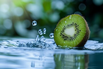 Canvas Print - Close-up, kiwi in water splash