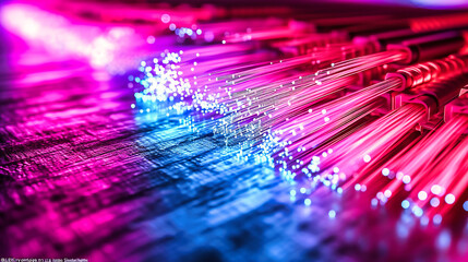 Abstract Fiber Optic Lights: Abstract composition of blue fiber optic lights, representing technology, connectivity, and futuristic concepts
