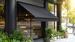 City Commerce: Black Awning Blank Showcase in Summer. Generative AI
