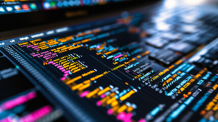 abstract coding background: abstract background with lines of code, representing the intricate world