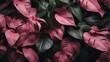 Pink plant tropical leaves background pattern wallpaper from Generative AI