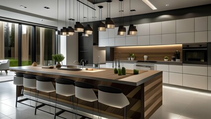 modern kitchen interior with kitchen